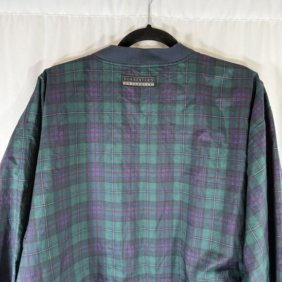 Forrester's Outerwear Windbreaker Men's XL Green Blue Plaid Vneck Pullover - Picture 11 of 12